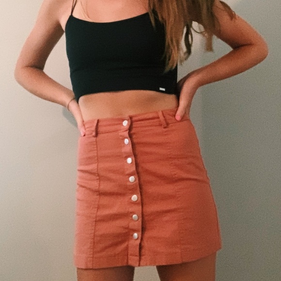 Burgundy Button Up Mini Skirt - Picture 2 of 4